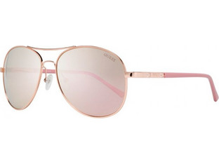 Guess GU0295 28U Γυναικεία Γυαλιά Ηλίου Aviator Μεταλλικά Χρυσά με Ροζ Καθρέπτη Φακό