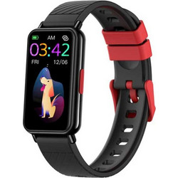 smartwatch G02 Παιδικό - Μαύρη κάσα / Μαύρο-Κόκκινο λουρί σιλικόνης