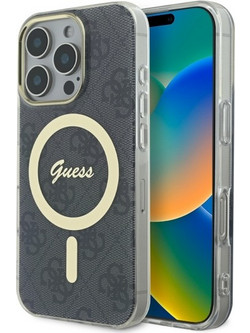 Guess IML 4G MagSafe Back Cover Black (iPhone 16 Pro)