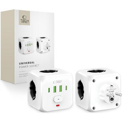 TECH-PROTECT PCL3X4 POWER SOCKET 2 USB & 2 TYPE-C & 3 SOCKET WHITE