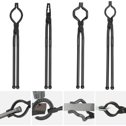 VEVOR Blacksmith Tongs, 18" 4 ΤΕΜ, V-Bit Bolt Tongs, Wolf Jaw Tongs, Z V-Bit Tongs and Gripping Tongs, Carbon Steel Forge Tongs με Α3 Ατσάλινα πριτσίνια, για αρχάριους και έμπειρους σιδηρουργούς, λεπί
