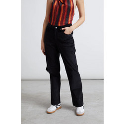 24COLOURS Corduroy Trousers Γυναικείο Παντελόνι Cotton/Elastane Wide Leg - Black 60844b