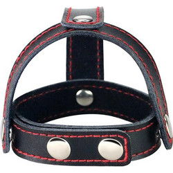 Lovetoy Leather Cock Ring with Ball Divider Ρυθμιζόμενα Δαχτυλίδι Πέους & Όρχεων Μαύρο