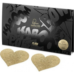 BIJOUX - INDISCRETS FLASH GOLDEN HEART NIPPLE COVERS
