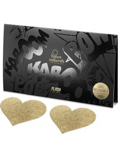 BIJOUX - INDISCRETS FLASH GOLDEN HEART NIPPLE COVERS