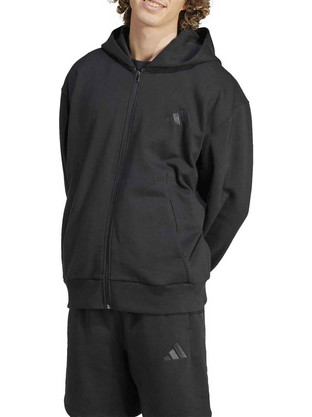 Adidas ALL SZN Fleece Full-Zip Hoodie Ανδρική Ζακέτα Φούτερ με Κουκούλα και Φερμουάρ Μαύρη IX1249