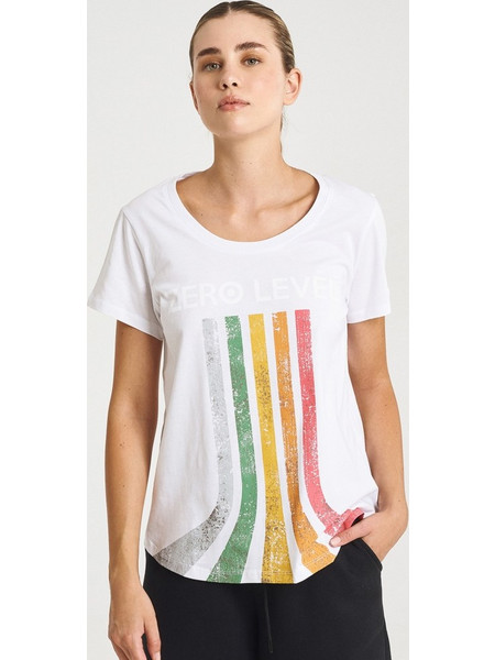 Zero Level Mirai Γυναικείο T-shirt Pure White με Στάμπα (001-100005WH)