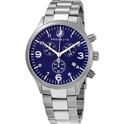 Brooklyn Watch Co. Bedford Brownstone II Ανδρικό Ρολόι Χρονογράφος με Ασημί Μεταλλικό Μπρασελέ 308-BLU-2