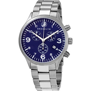 Brooklyn Watch Co. Bedford Brownstone II Ανδρικό Ρολόι Χρονογράφος με Ασημί Μεταλλικό Μπρασελέ 308-BLU-2 Brooklyn Watch Co. Bedford Brownstone II Ανδρικό Ρολόι Χρονογράφος με Ασημί Μεταλλικό Μπρασελέ 308-BLU-2