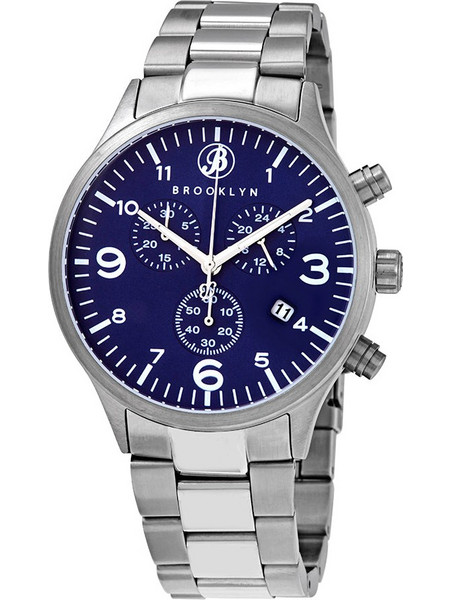 Brooklyn Watch Co. Bedford Brownstone II Ανδρικό Ρολόι Χρονογράφος με Ασημί Μεταλλικό Μπρασελέ 308-BLU-2