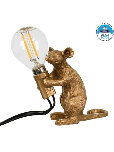 Globostar Mouse 00680 Πορτατίφ E14 Χρυσό Φ4xΥ10cm