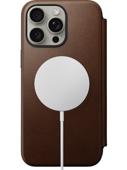 NOMAD θήκη Πορτοφόλι δερμάτινη Modern Folio Rugged rustic MagSafe για Apple iPhone 15 PRO Max 6.7 2023 - ΚΑΦΕ - NM01633785