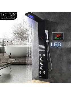 ΣΤΗΛΗ ΝΤΟΥΣ ΥΔΡΟΜΑΣΑΖ LOTUS(R) ΜΕ LED & ΨΗΦΙΑΚΗ ΟΘΟΝΗ INOX Black Mat-Μαύρο Ματ 13 ΕΞΟΔΩΝ | HydroForce 305BL/M |