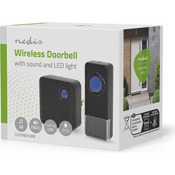 NEDIS DOORB310BK Ασύρματο κουδούνι με LED ένδειξη και δυνατότητα αυξομείωσης της έντασης του κουδουνιού, 110dB