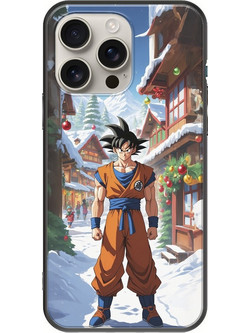 Θήκη Xmas Anime - Son Goku iPhone 16 Pro Black TPU (Μαύρη Σιλικόνη)
