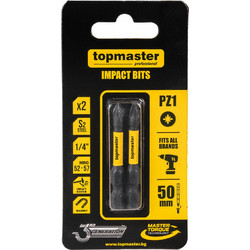 TOP MASTER Μύτη κατσαβιδιού Impact σταυρός με μέγεθος PZ1 50mm συσκευασία 2τεμ. 338733