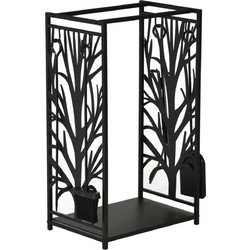 Μεταλλική Θήκη για Ξύλα με Αξεσουάρ 46 x 29 x 70 cm Μαύρη 842-160 HOMCOM