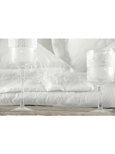 Κουβερλί Νυφικό Υπέρδιπλα Σετ Wedding Collection Tabitha White Microsatin Rythmos (235x250) 3Τεμ