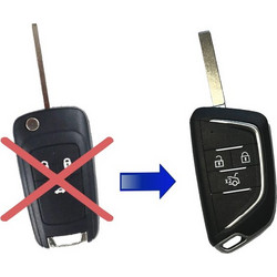 Κέλυφος Μετατροπής Τηλεκοντρόλ Opel Isignia με 3 κουμπιά σε νέου τύπου με Νίκελ Φινίρισμα