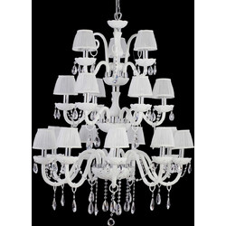 Psarrakos Crystal 8003/18 Κρυστάλλινος Πολυέλαιος 18φωτος σε Λευκό με Λευκά Καπέλα