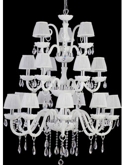 Psarrakos Crystal 8003/18 Κρυστάλλινος Πολυέλαιος 18φωτος σε Λευκό με Λευκά Καπέλα