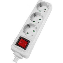 PowerTech Πολύπριζο PT-885 3x Schuko 16A Χωρίς Καλώδιο, λευκό