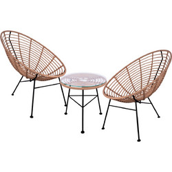 HomeMarkt Σετ Σαλόνι Κήπου Μεταλλικό 3τμχ Καφέ HM10335