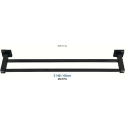 Import Hellas Ράγα Μπάνιου Διπλή Επιτοίχια με Βίδες Inox Μαύρη 3148