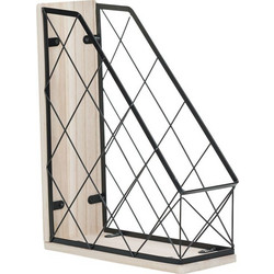 Θήκη Χαρτιών Μεταλλική με Ξύλινη Βάση 27.5x10x34cm