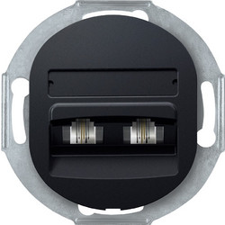 EON E613.E1 Double telephone socket without cover frame 2xRJ12 6/4 Cat 3, soft-touch black
