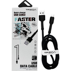 TREQA CA-8551 Black - Καλώδιο γρήγορης φόρτισης και μεταφοράς δεδομένων 1m - USB A to Micro USB