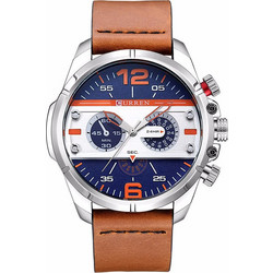 Curren Ανδρικό Ρολόι με Καφέ Δερμάτινο Λουράκι 8259 Brown/Blue