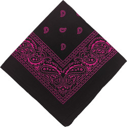 Unisex Μαντήλι Μπαντάνα - Cotton - Bandana - Vintage Σχέδιο - Μαύρο Με Έντονο Φούξια