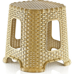 ΣΚΑΜΠΟ ΠΛΑΣΤΙΚΟ RATTAN 26Χ26Χ32CM - ΜΠΕΖ