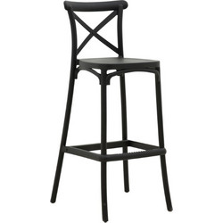 Σκαμπό μπαρ Crossie pakoworld pp μαύρο 44x44x113εκ 292-000011