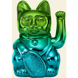 Donkey Διακοσμητική Γάτα Πλαστική Lucky Cat Player Three 10x8x15 - Γυαλιστερό Πράσινο I Μπλε