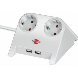 Brennenstuhl Desktop-Power USB-Charger with 2x USB-2.0 charger 2100mA 2-way socket, white polished 1.8m H05VV-F 3G1.5