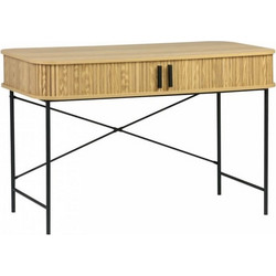 Γραφείο εργασίας Scandi pakoworld MDF/Metal σε φυσική απόχρωση με μεταλλικά μαύρα πόδια 120x60x76,5εκ 260-000024