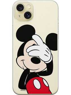 Disney Case Apple iPhone 15 Plus Mickey Partial Print Hiding Transparent
