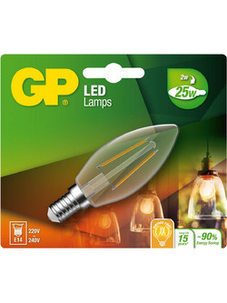 GP - LED Lamp Filament Mini Candle, E14, 2W (25W) 250lm