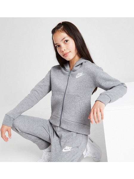 Nike Παιδική Ζακέτα Φούτερ με Κουκούλα και Φερμουάρ Γκρι DC7118-091
