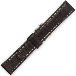 Δερμάτινο Λουράκι Μαύρο με Λευκό Γαζί 22mm - KOSTELO