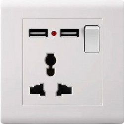 EPICA STAR Πρίζα με 2 θύρες USB & διακόπτη EP-50756