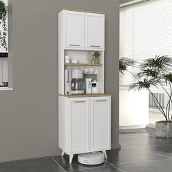 Έπιπλο Κουζίνας Potter 2 Χρώμα Λευκό - Rota Oak 60x40x196,1