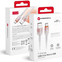 Forcell F-Energy C351 Gradient - Καλώδιο USB-A σε Micro USB Quick Charge 3.0 2.4A 18W 1m σε Άσπρο Xρώμα