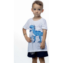 Galaxy Dinosaur Παιδική Πιτζάμα Βαμβακερή Καλοκαιρινή Λευκή Navy Μπλε 304-23