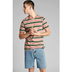 Anerkjendt Akrod Multi Stripe T-Shirt - Old Rose