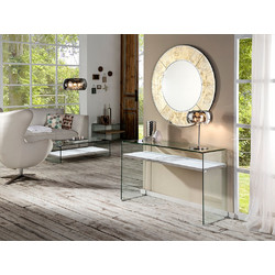 Κονσόλα Sonoma 764360 από tempered glass και MDF λευκό μαρμάρινο 125x76x40 cm Άσπρο Μάρμαρο