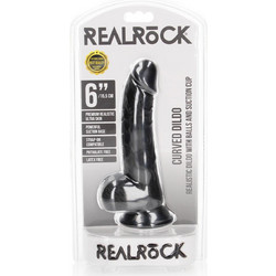 Shots RealRock Ultra Skin Curved Ρεαλιστικό Dildo με Βεντούζα & Όρχεις 15.5cm Μαύρο