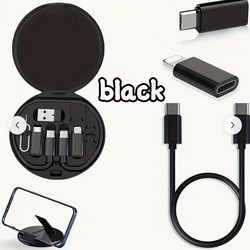 Blue All-in-One Charging Solution: USB C to Type-C Data Transfer and Adapter Set with Storage Case, Includes Four Ports (Type-A+for IOS/USB Micro) Travel Friendly Design for Android & IOS Devices